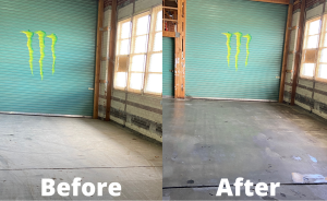 Before and After concrete floor cleaning